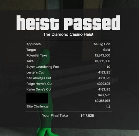 diamond casino heist payout